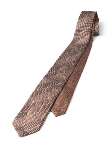Žakárová hedvábná kravata Prada hnědá