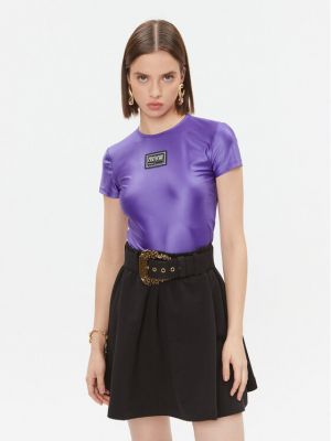 Slim fit tričko Versace Jeans Couture fialové