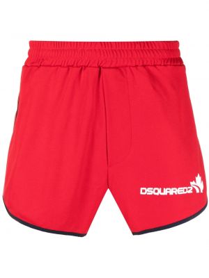 Pantaloncini sportivi con stampa Dsquared2 rosso