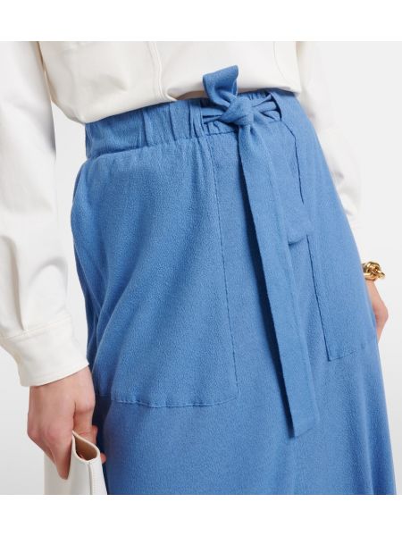 Ľanová dlhá sukňa Max Mara modrá
