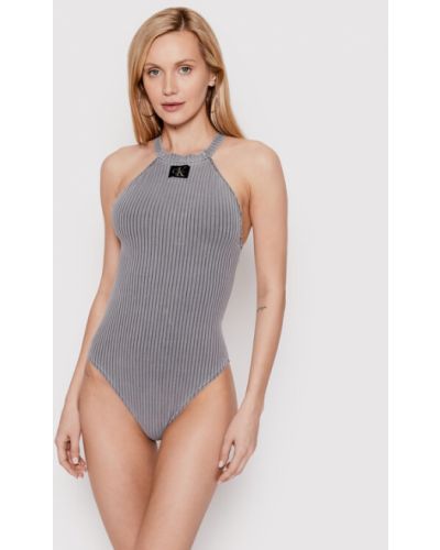 Jednodílné plavky Calvin Klein Swimwear šedé