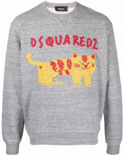 Tigerstripete jersey trykt sweatshirt Dsquared2 grå