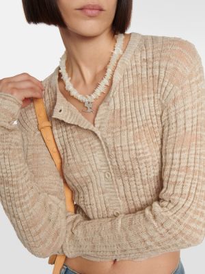 Distressed leinen strickjacke Acne Studios beige