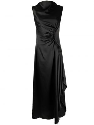 Ασύμμετρη σατέν βραδινό φόρεμα ντραπέ Amsale μαύρο