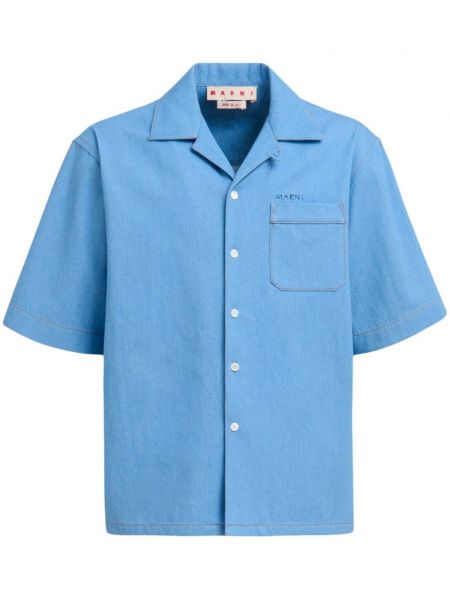 Bombažna srajca z žepi Marni modra