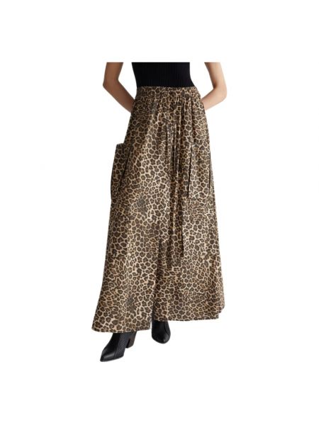 Falda larga con estampado leopardo Liu Jo beige