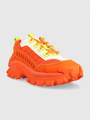 Sneakersy skórzane Caterpillar pomarańczowe