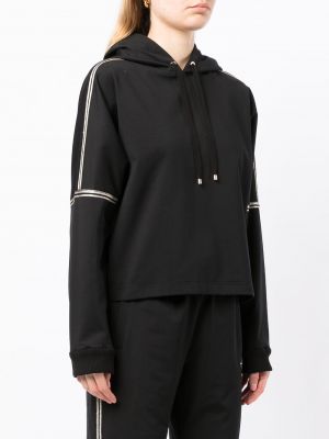 Bluza z kapturem bawełniana w paski Lorena Antoniazzi czarna
