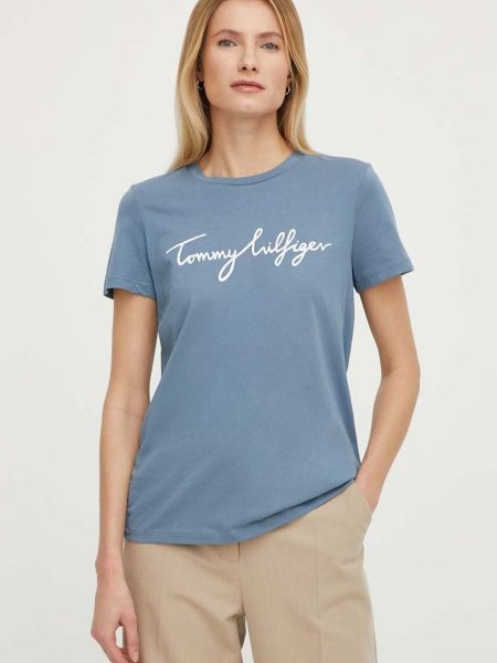 Koszulka bawełniana Tommy Hilfiger niebieska