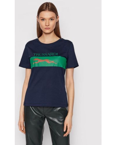 Trussardi Póló Logo 56T00482 Sötétkék Regular Fit