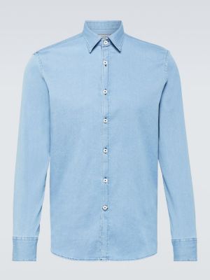 Rifľová košeľa Canali modrá