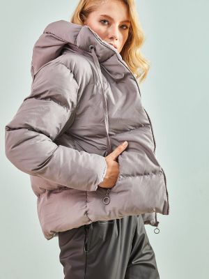 Pernata jakna s kapuljačom Bianco Lucci siva