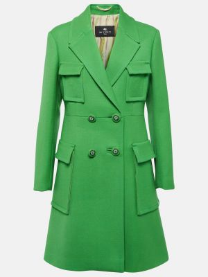 Шерстяное пальто Etro зеленое