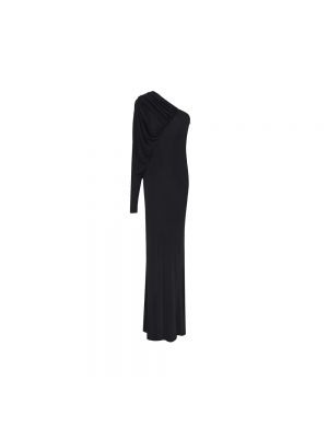 Sukienka z długim rękawem asymetryczna Saint Laurent czarna