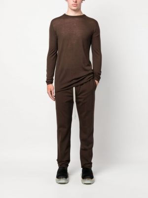 Sweter wełniany plisowany Rick Owens brązowy