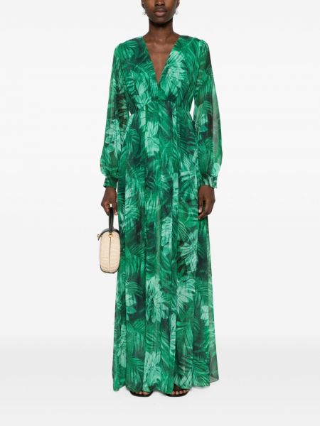 Dlouhé šaty s potiskem Ermanno Firenze zelené