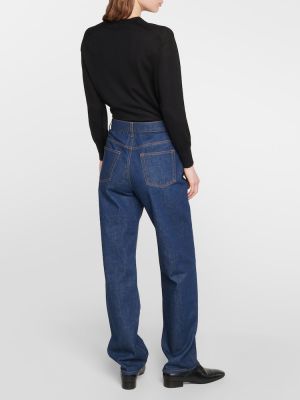 Straight fit džíny s vysokým pasem The Row modré