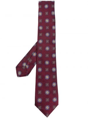 Cravatta di seta in tessuto jacquard Kiton rosso