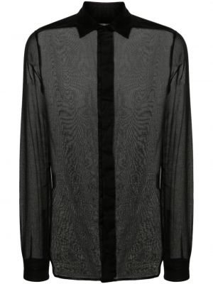 Βαμβακερό πουκάμισο με διαφανεια Rick Owens μαύρο