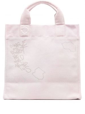 Памучни шопинг чанта с принт Objects Iv Life розово