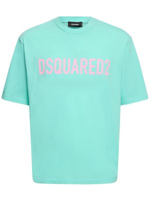 Βαμβακερή μπλούζα με σχέδιο σε φαρδιά γραμμή Dsquared2 μαύρο