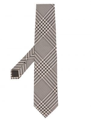 Cravată de mătase în carouri cu imagine Tom Ford negru