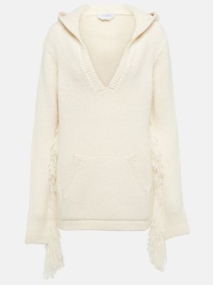 Kašmírový svetr s třásněmi Gabriela Hearst bílý
