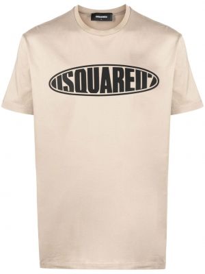 Тениска с принт Dsquared2 бежово
