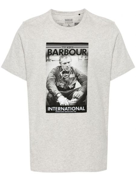 Kokvilnas t-krekls Barbour International pelēks