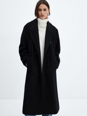 Oversized vlněný zimní kabát Mango černý