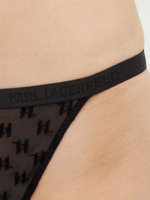 Chiloți tanga transparente Karl Lagerfeld negru