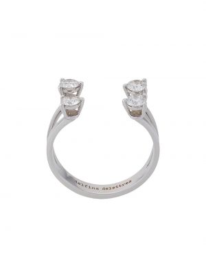 С ромбами с бриллиантом кольцо металлическое Delfina Delettrez