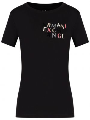 Bavlnené tričko s potlačou Armani Exchange čierna