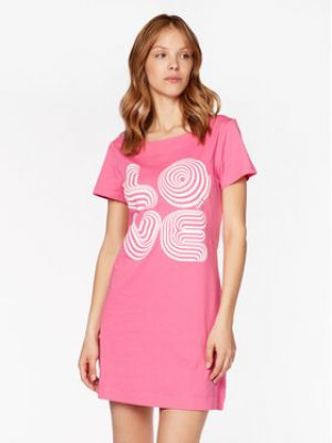 Bavlněné šaty Love Moschino - růžová