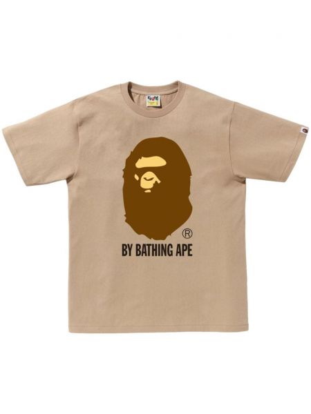 Raštuotas medvilninis marškinėliai A Bathing Ape® smėlinė