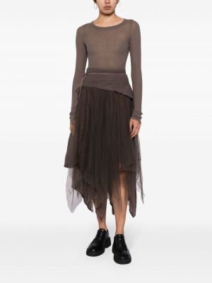 Asymetrické tylové midi sukně Marc Le Bihan hnědé