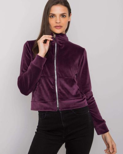 Veliūrinis džemperis Fashionhunters violetinė