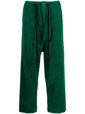 Manšestrové rovné kalhoty Uma Wang zelené
