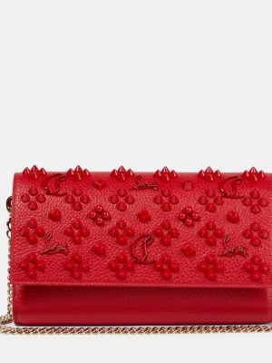 Usnjena pisemska torbica Christian Louboutin rdeča