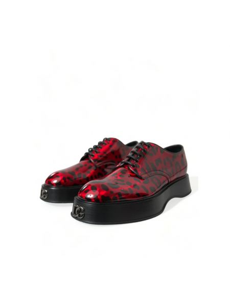 Zapatos derby de cuero leopardo Dolce & Gabbana rojo
