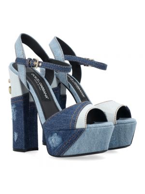 Sandały na platformie Dolce And Gabbana niebieskie