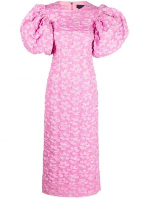 Jacquard midi haljina s cvjetnim printom Rotate Birger Christensen ružičasta