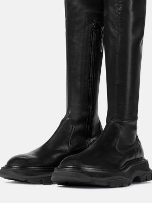 Stivali di gomma di pelle Alexander Mcqueen nero