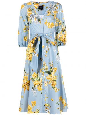 Midi haljina s mašnom s cvjetnim printom Marchesa Notte