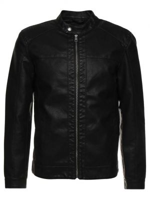 Кожаная куртка из искусственной кожи Only & Sons черная