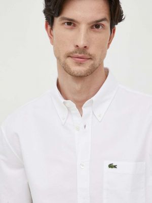 Пухова бавовняна сорочка на ґудзиках Lacoste біла