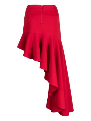 Mini spódniczka z falbankami asymetryczna Cynthia Rowley czerwona