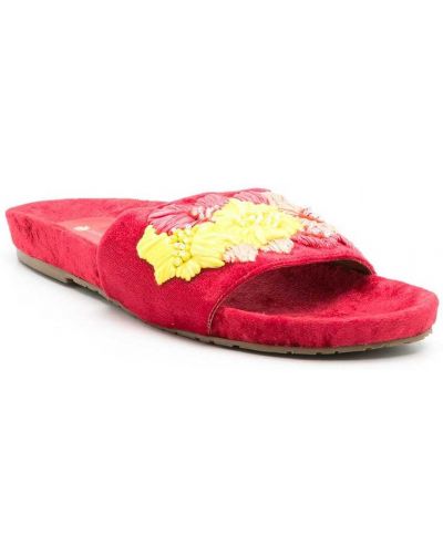 Sandalias con bordado de flores Amir Slama rojo