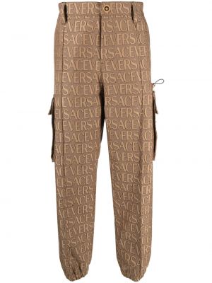 Kargo hlače s potiskom Versace rjava