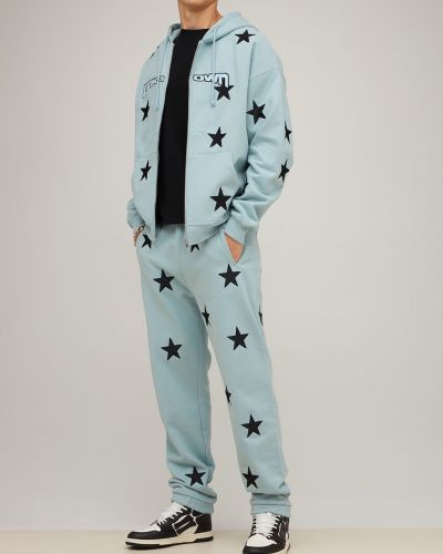 Bavlněná mikina s kapucí na zip s hvězdami Unknown modrá